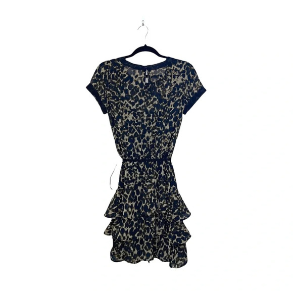 Converse NWT Tan & Black Leopard Print Layered Ruffle Mini Dress Small Women’s - Picture 7 of 14